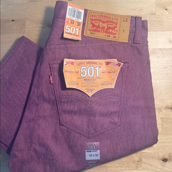 Levi’s 501 Shrink to Fit Button Fly Jean 34x30 Purple READ - Picture 1 of 15